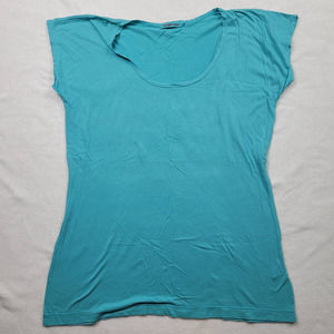 Johnny Was Boho Chic Tee T-shirt  Size M Top Blue Turquoise Long Crew Neck